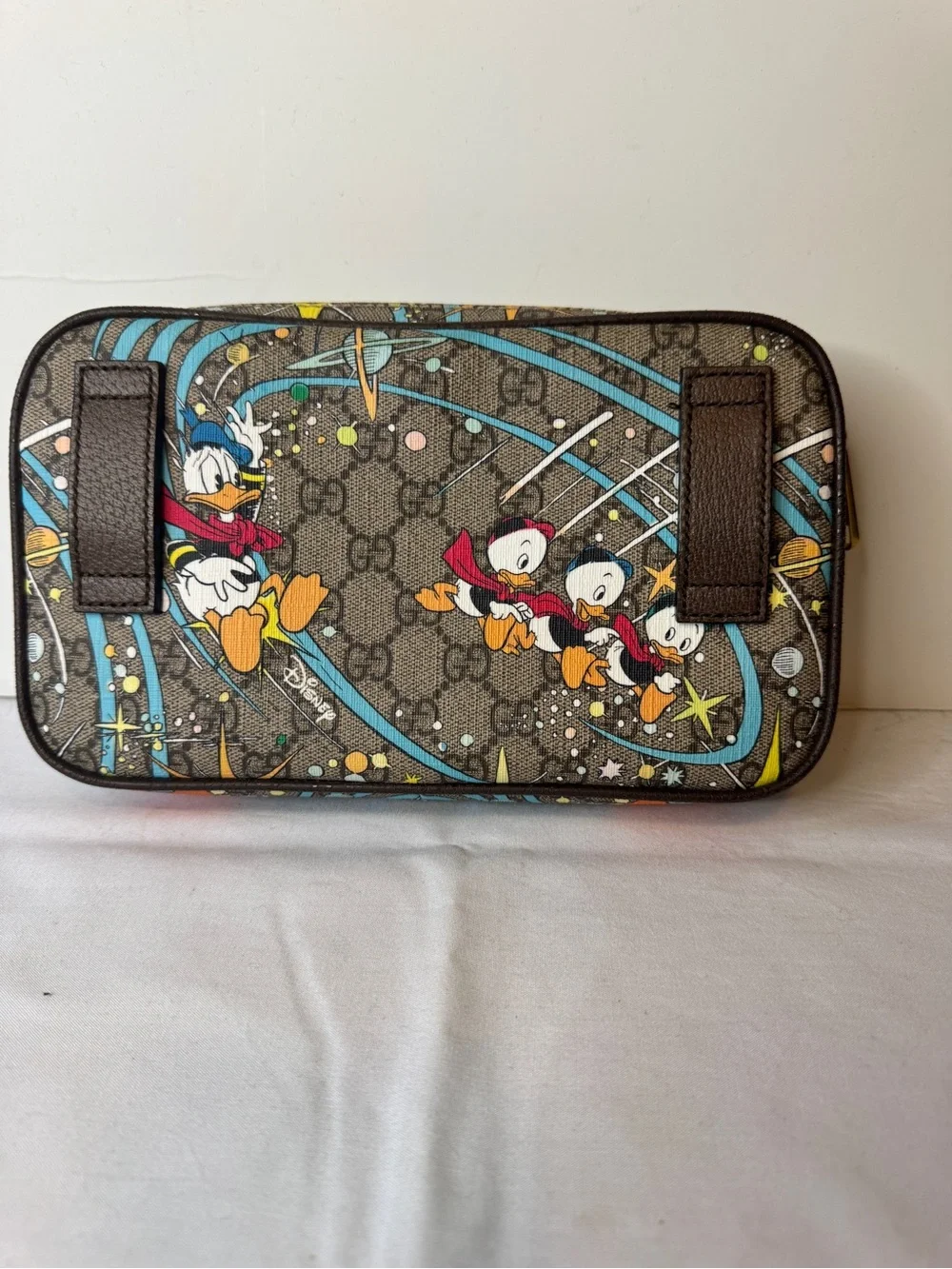 Gucci Brown Donald Duck Print Belt Bag with Blue Accents
